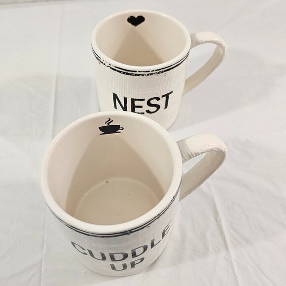 Pier 1 Imports CUDDLE UP & NEST 20 Oz Ironstone Coffee Tea Mugs – Set of 2 - Picture 12 of 14